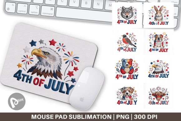 4th of July Embroidery Mouse Pad