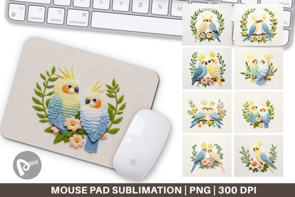 Cockatiel Mouse Pad Embroidery